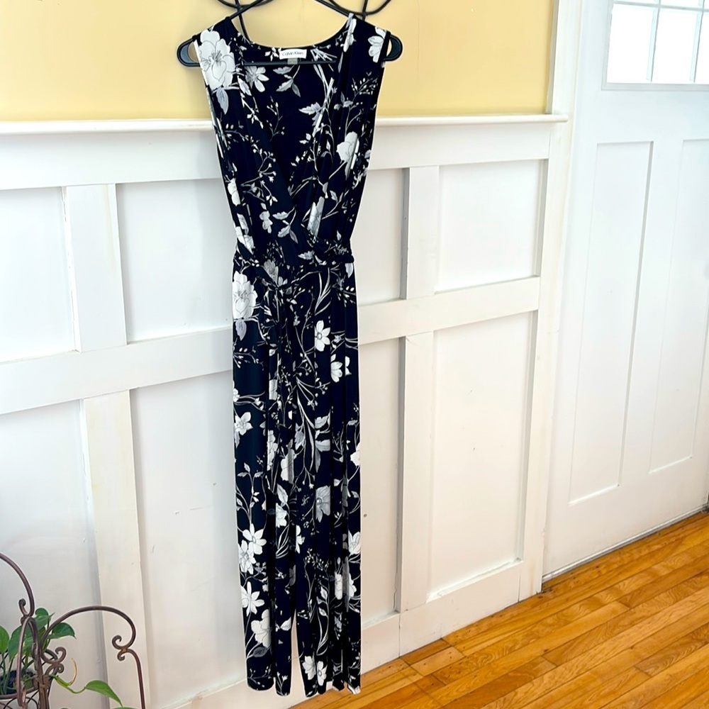 Calvin Klein sleeveless jumpsuit with V-neck